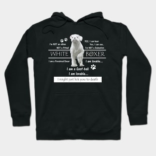 White Boxer Dog Facts Hoodie